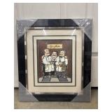 Framed, double-matted art print titled 'Cafe