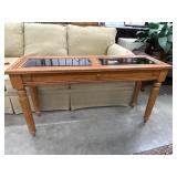 Glass Top Console Sofa Table Shadowbox