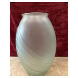 Large Green Frosted Glass Vase