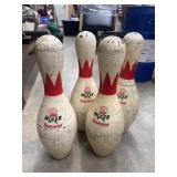 4 vintage Brunswick Mixer Bowling Pins featuring