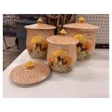 Vintage 1970s ceramic mushroom canister set.