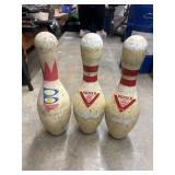 Vintage regulation ten-pin bowling pins. A