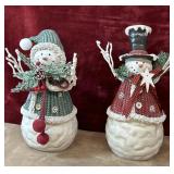 2 pc. festive resin knit-textured snowman