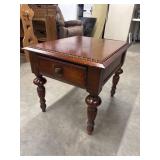 Vintage rectangular wooden end table with a