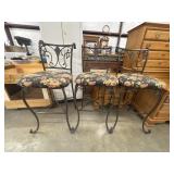 3 Ornate metal barstools featuring a dark