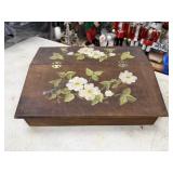 White Floral Painted Wooden Desk Storage Box