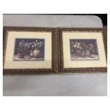 Pair of matching framed art prints titled 'Floral