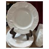 14 pc. vintage white milk glass plates, luncheon