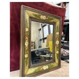 vintage hand-painted wooden wall mirror