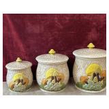 3 Pc. Vintage  Handmade Ceramic Mushroom