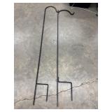 2 Black metal shepherd's hooks with looped