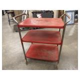 Vintage mid-century red and chrome 3-tier metal