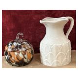 2 pc. hand-blown glass pumpkin jar and Hobby