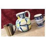 3 pc.  Favanol hand-painted ceramic pitcher and