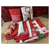 13 pc. Holiday time tablecloth, festive hand