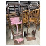 2 old rusty hand dollys.