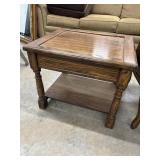 Vintage solid wood two-tier end table.