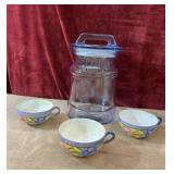 4 pc. vintage pale blue glass milk can-style