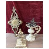 5 pc. cast metal sconce, finial, distressed,