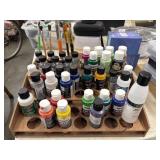 Createx Airbrush Paint Lot with Wooden Tabletop
