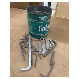 Assorted loose metal Allen keys and hex wrenches