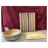 3 pc. Vintage Mexican redware pottery bowl and
