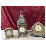 3 pc. Quartz bronze  box clock, desk mantel