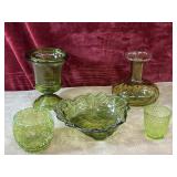 5 pc. vintage mid-century modern olive green