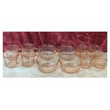 12 pc. Fortecrisa pink bowls and glasses.