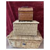 3 pc. woven wicker basket woven straw storage
