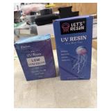 2 Boxes of UV crafting resin: a blue and white,