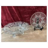 2 pc. vintage Heisey Tearose Etching Dolphin