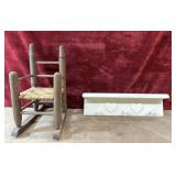 2 pc. vintage wooden miniature doll rocking chair