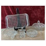 5 pc. glass dimpled replacement lid,candy dish,
