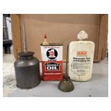 2 Vintage Metal Oil Cans with Can of Household
