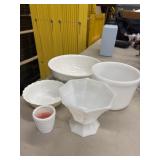 Assorted vintage white milk glass pieces,