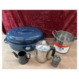 5 pc. oval roasting pan, quart stock pot,