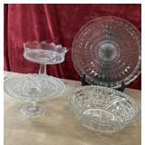 4 pc. Pedestal pressed-glass pedestal compote,