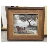 Vintage framed decorative country landscape