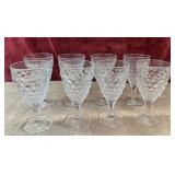8 pc. vintage clear pressed glass footed goblets