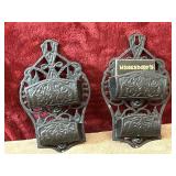 2 pc. antique cast-iron double-pocket
