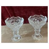 2 pc. Lead crystal pedestal candy dishes.