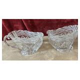 2 pc. lead crystal holiday sleigh candy dishes.