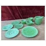 9 pc. vintage green jadeite glass child