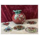 6 pc. Oriental Accent earthenware pomegranate