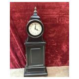 vintage-style black miniature grandfather clock.
