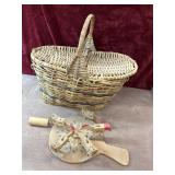 2 pc. hand-woven natural fiber basket, and