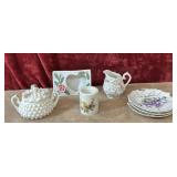 7 pc. Porcelain ceramic hobnail trinket