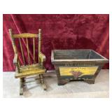 2 pc. vintage miniature wooden rocking chair and