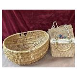3 pc. hand-woven wicker basket , woven straw jute